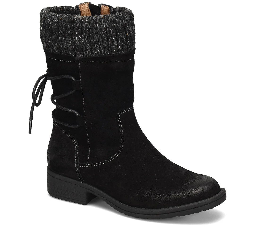 Comfortable Suede Rainproof Boots for Women with Knit Cuff Lace Up Chunky Heel Winter Style