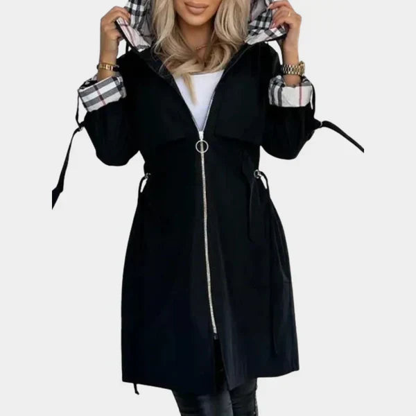 Women's Hooded Drawstring Trench Coat