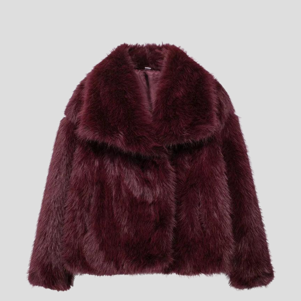Women's Wide Collar Faux Fur Coat