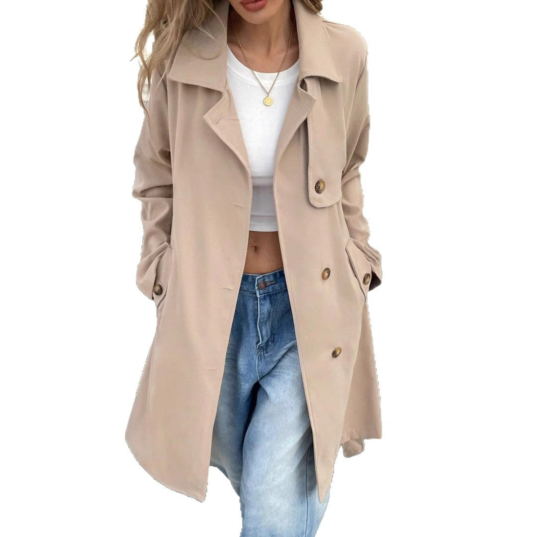 Women's Khaki Double Breasted Trench Coat