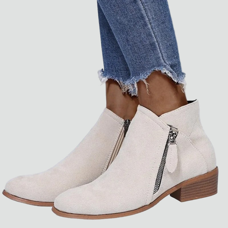 Women's Suede Side Zip Ankle Boots