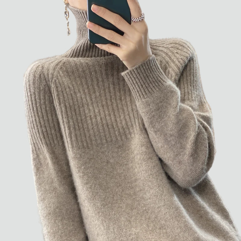 Women's Relaxed Ribbed Turtleneck Sweater