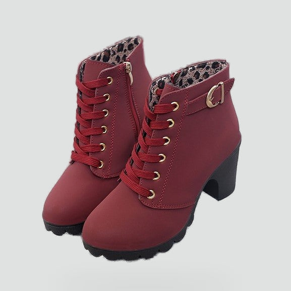 Women's Lace Up Chunky Heel Ankle Boots