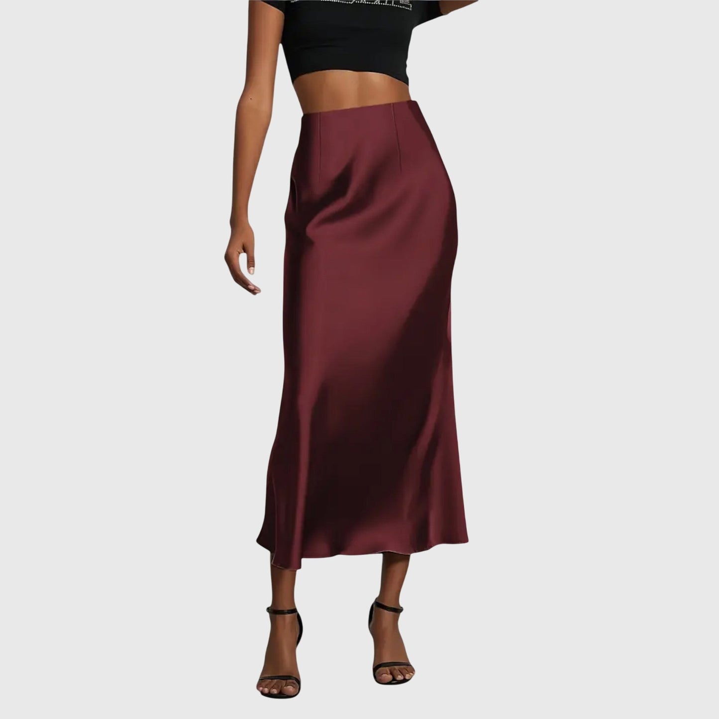 Effortless Satin Maxi Skirt for Women with High Waist Bias Cut Flowing Silky Style