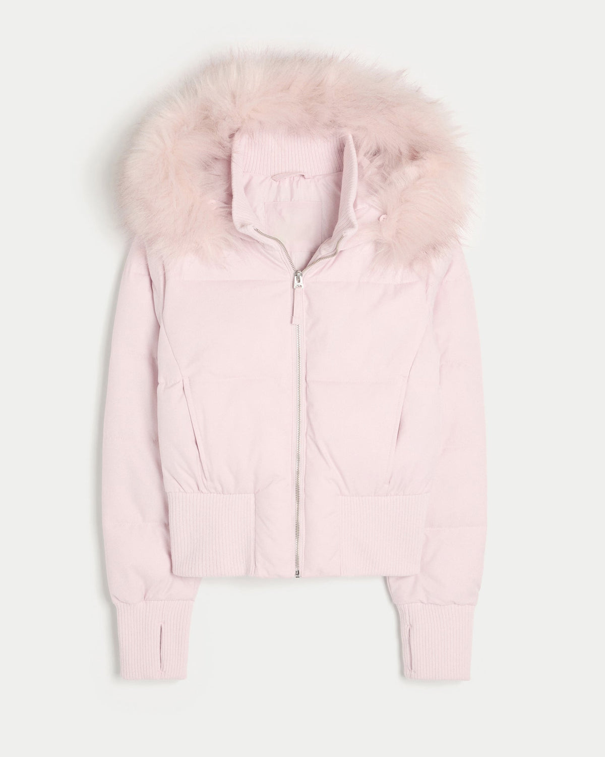 Women's Cropped Faux Fur Hood Puffer Jacket
