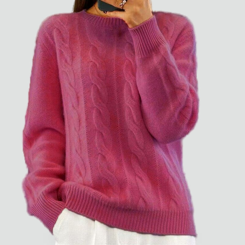 Women's Cable Knit Round Neck Sweater