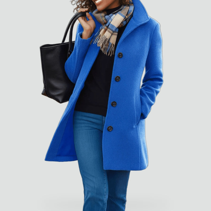 Women's Hooded Button Front Wool Coat