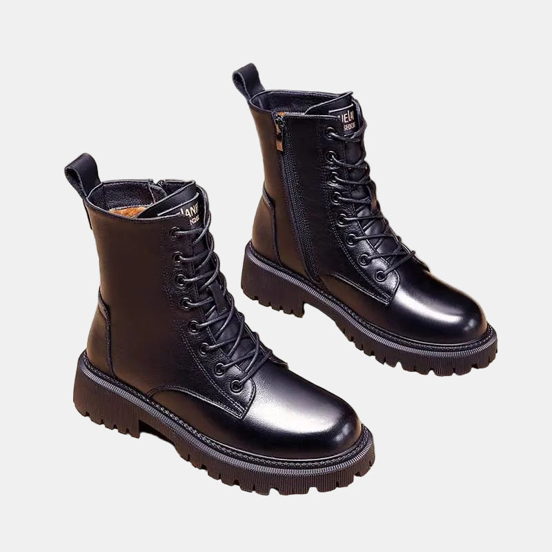 Women's Fur Lined Lace Up Combat Boots