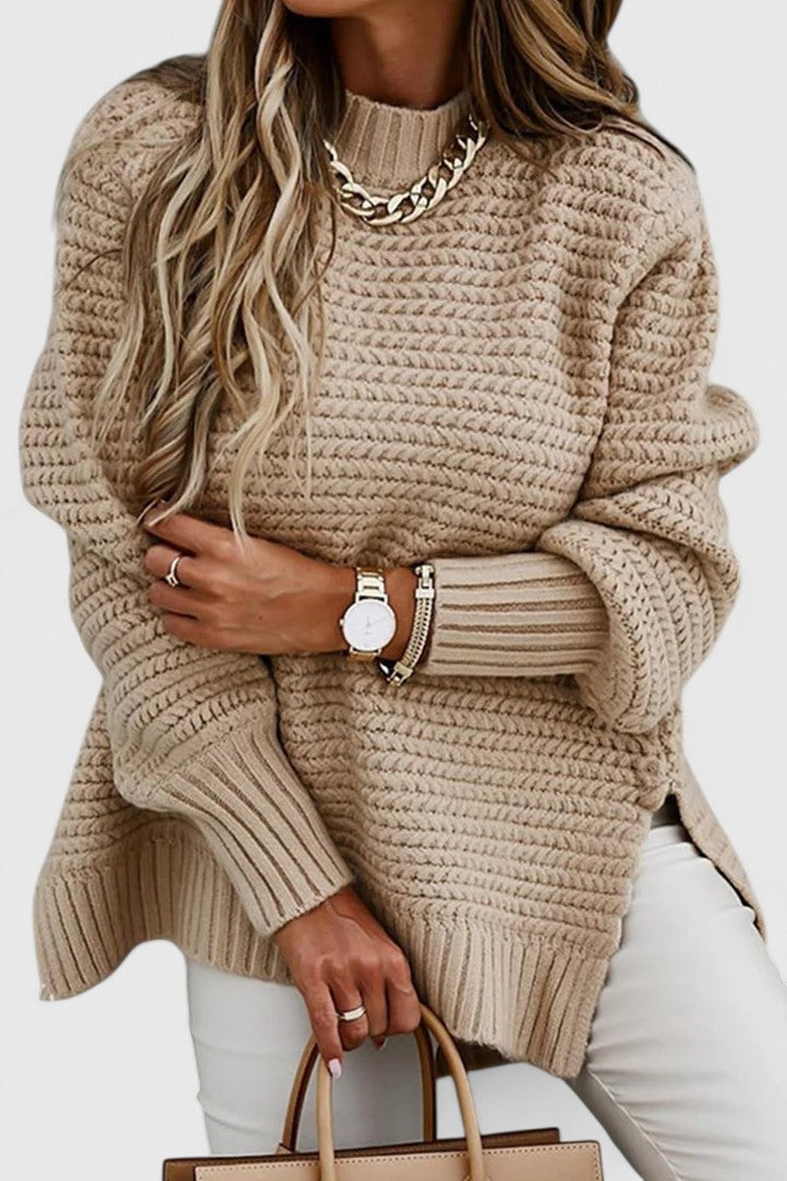 Women's Oversized Chunky Knit Mock Neck Sweater