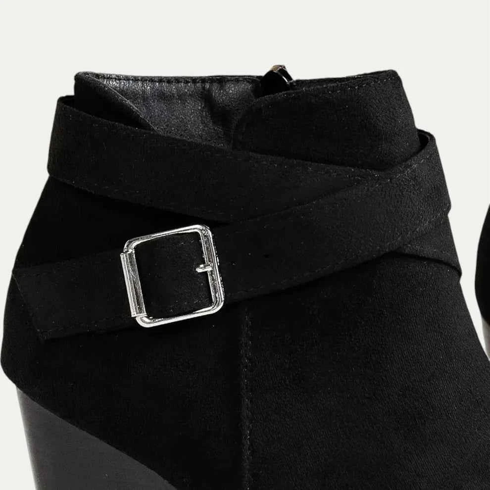 Women's Suede Wedge Buckle Ankle Boots
