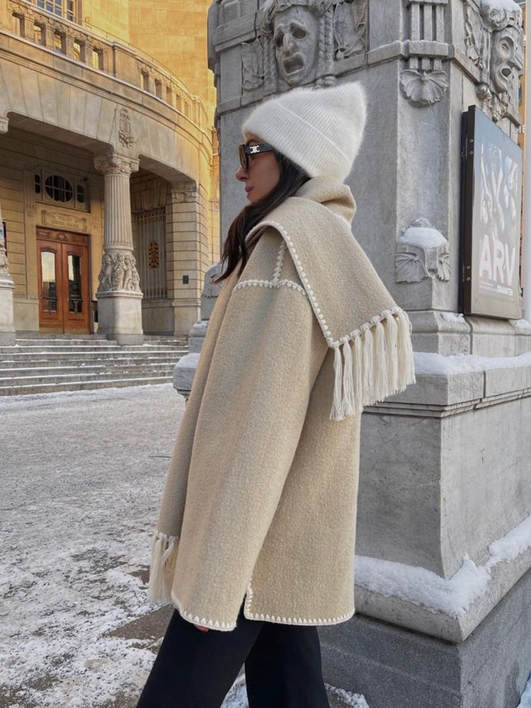 Women's Blanket Scarf Wrap Wool Coat
