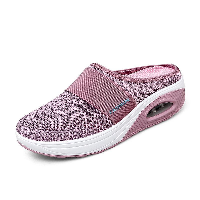 Comfortable Mesh Slip On Wedge Sneakers for Women with Air Cushion Platform Mule Style