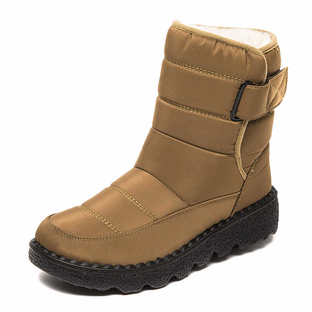 Cozy Quilted Faux Fur Rainproof Boots for Women with Velcro Strap Thermal Winter Style