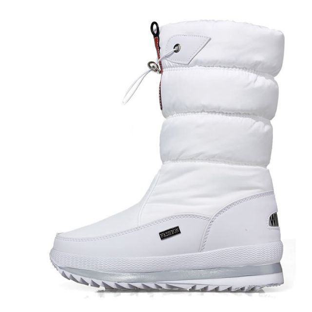 Cozy Quilted Rainproof Boots for Women with Waterproof Zipper Drawstring Platform Style