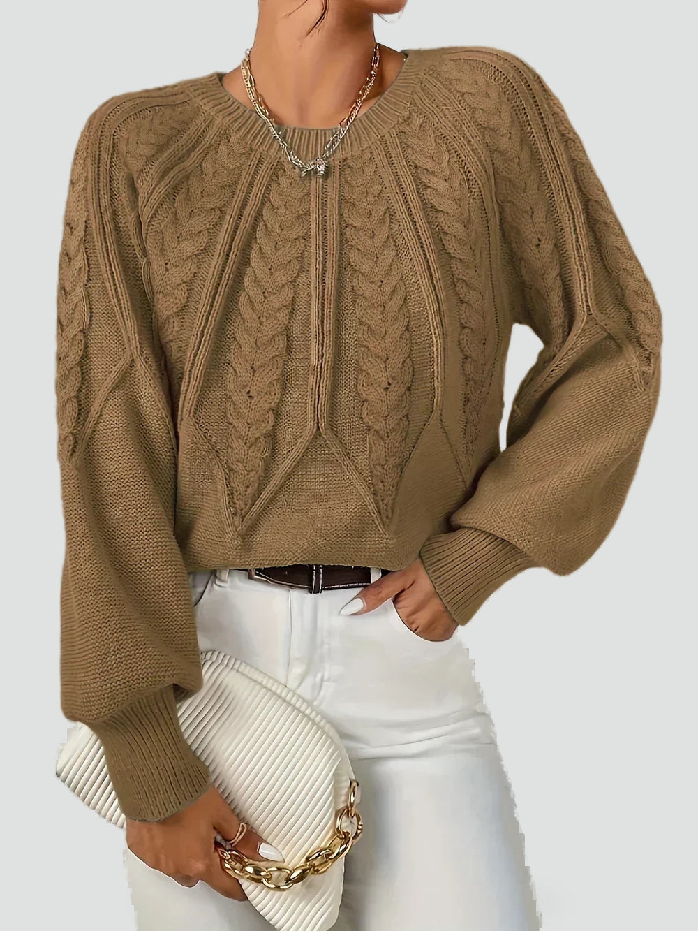 Women's Cable Knit Raglan Sleeve Sweater