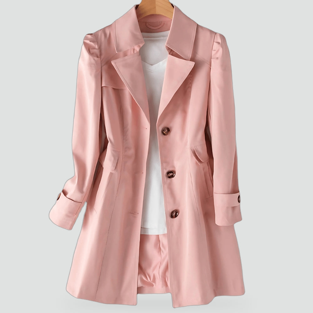 Women's Single Breasted Notch Lapel Trench Coat