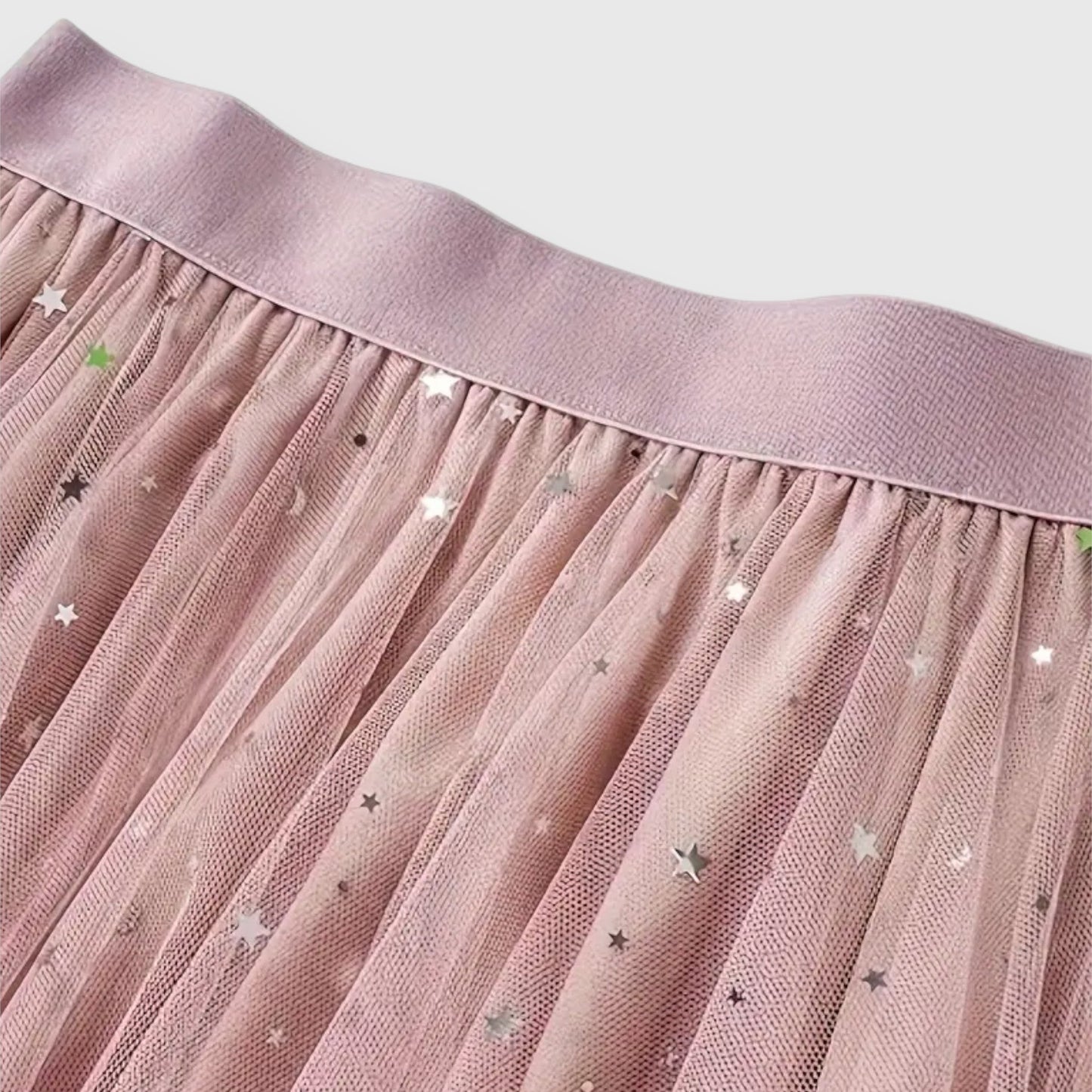 Elegant Star Sequin Tulle Skirt for Women with High Waist Asymmetrical Handkerchief Hem Flowing Style