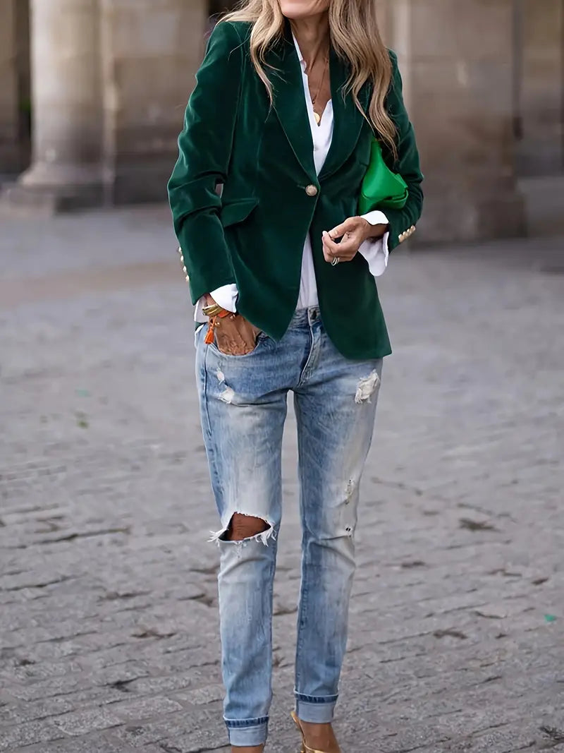 Women's Velvet Peak Lapel Blazer
