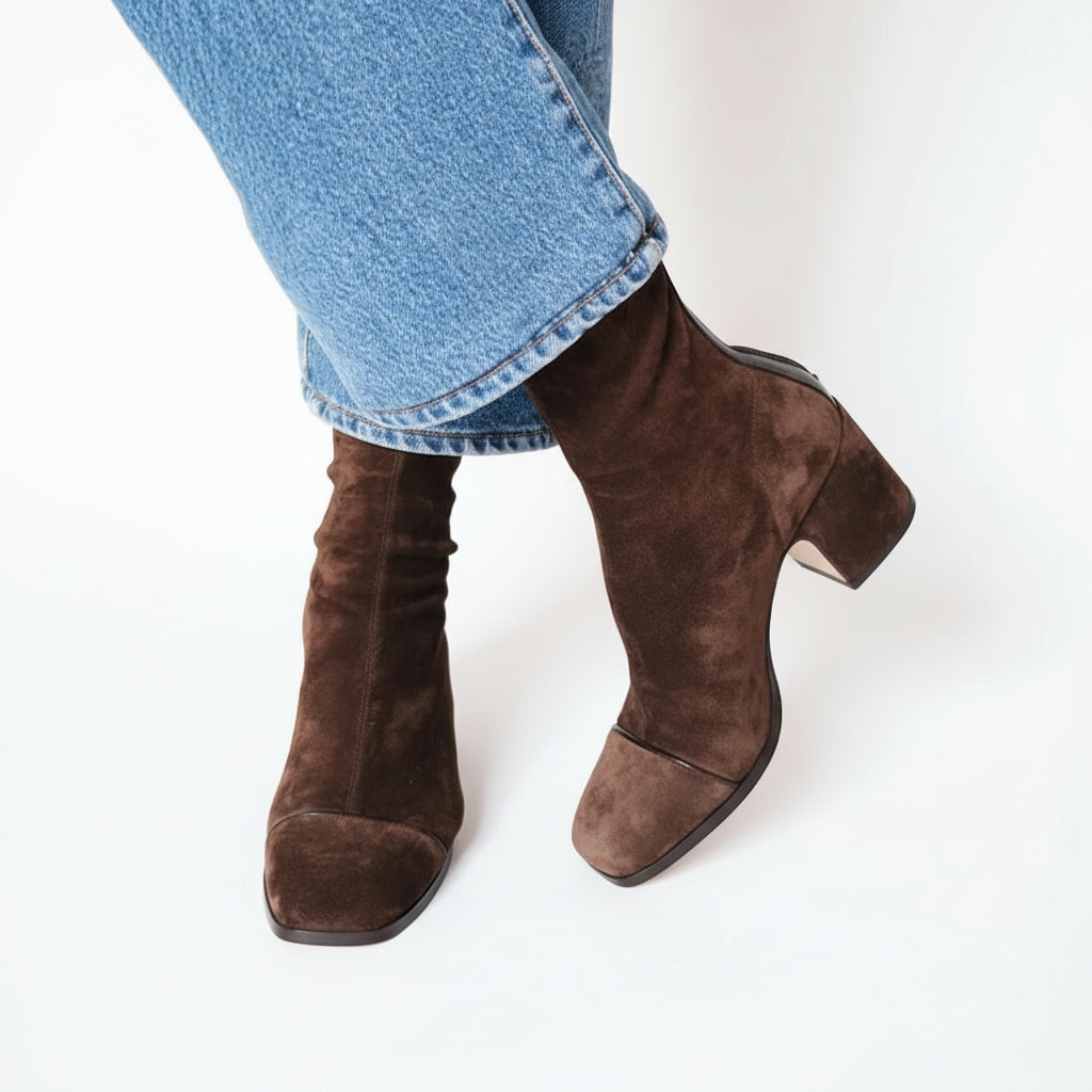 Women's Suede Square Toe Ankle Boots