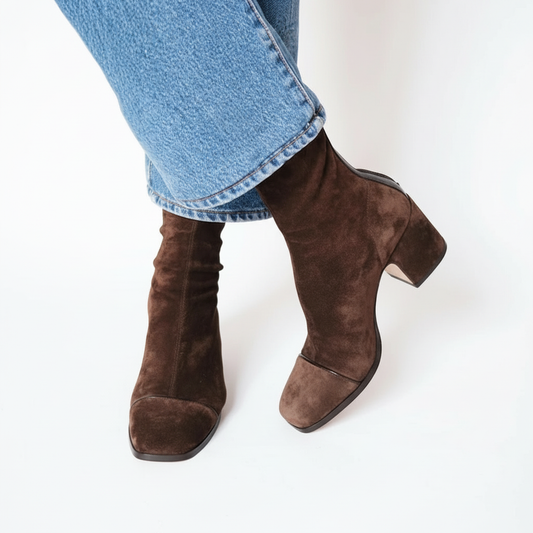 Women's Suede Square Toe Ankle Boots