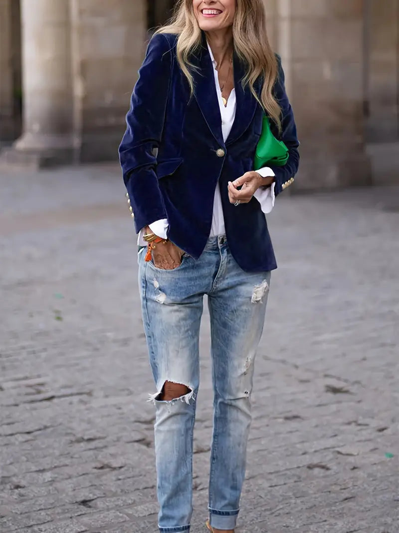 Women's Velvet Peak Lapel Blazer