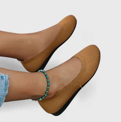 Comfortable Knit Ballet Flat for Women with Round Toe Slip On Low Wedge Casual Style