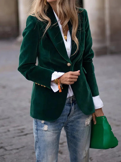 Women's Velvet Peak Lapel Blazer