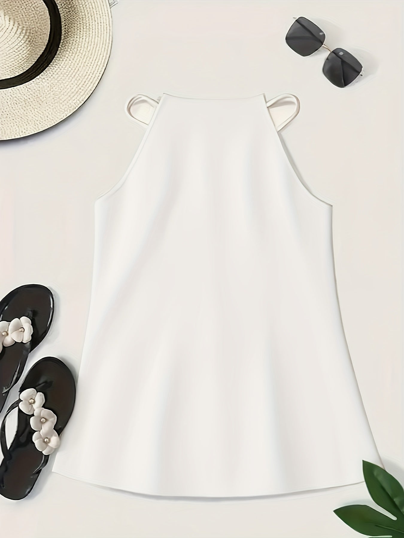 Elegant Satin Halter Top for Women with High Neck Sleeveless Pleated Relaxed Style