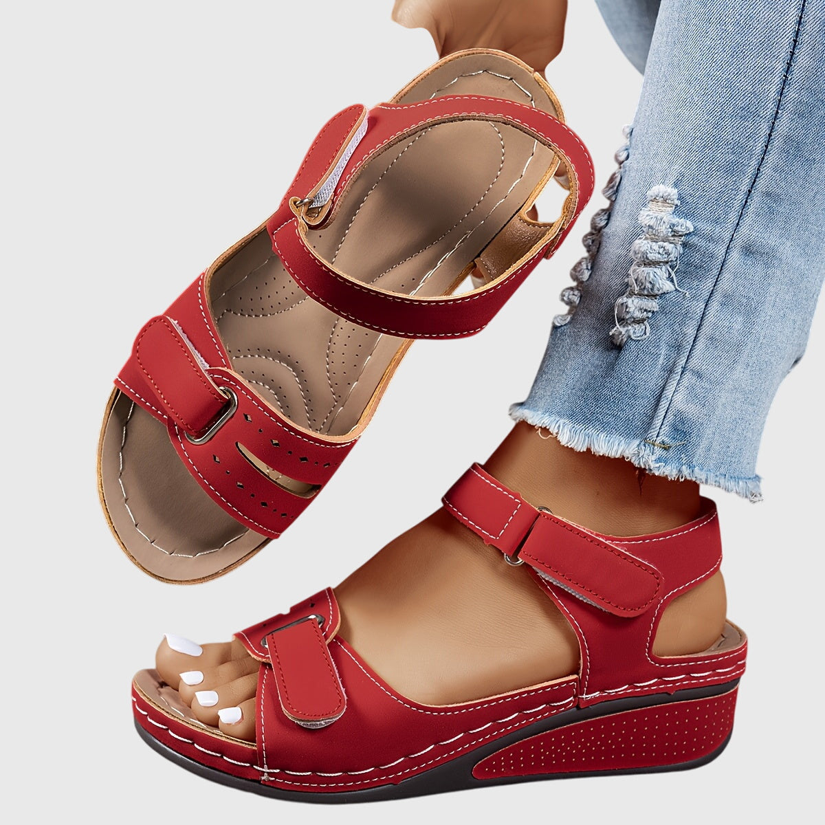 Comfortable Wedge Sandal for Women with Ankle Strap Open Toe Cushioned Relaxed Style