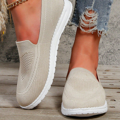 Comfortable Knit Slip On Sneaker for Women with Round Toe Platform Sole Casual Style