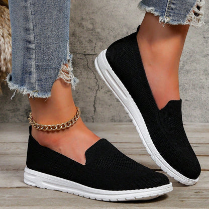Comfortable Knit Slip On Sneaker for Women with Round Toe Platform Sole Casual Style