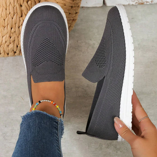 Comfortable Knit Slip On Sneaker for Women with Round Toe Platform Sole Casual Style