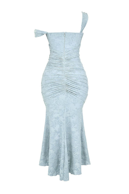 Elegant Floral Lace Mermaid Dress for Women with Square Neck Sleeveless Corset Ruched High Low Style