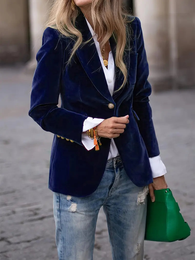 Women's Velvet Peak Lapel Blazer