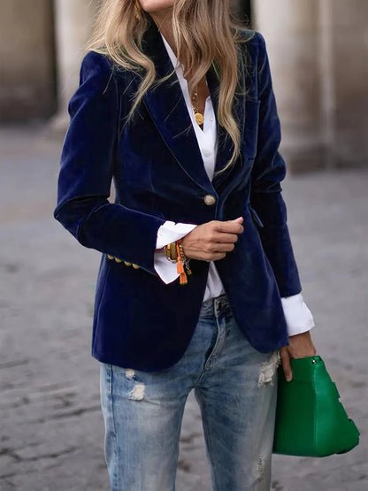 Women's Velvet Peak Lapel Blazer