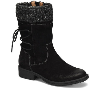 Comfortable Suede Rainproof Boots for Women with Knit Cuff Lace Up Chunky Heel Winter Style