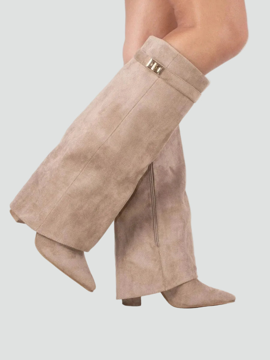 Women's Fold Over Wide Shaft Knee High Boots