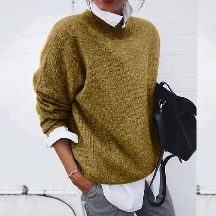 Comfortable Knit Sweater for Women with Mock Neck Long Sleeve Oversized Relaxed Style