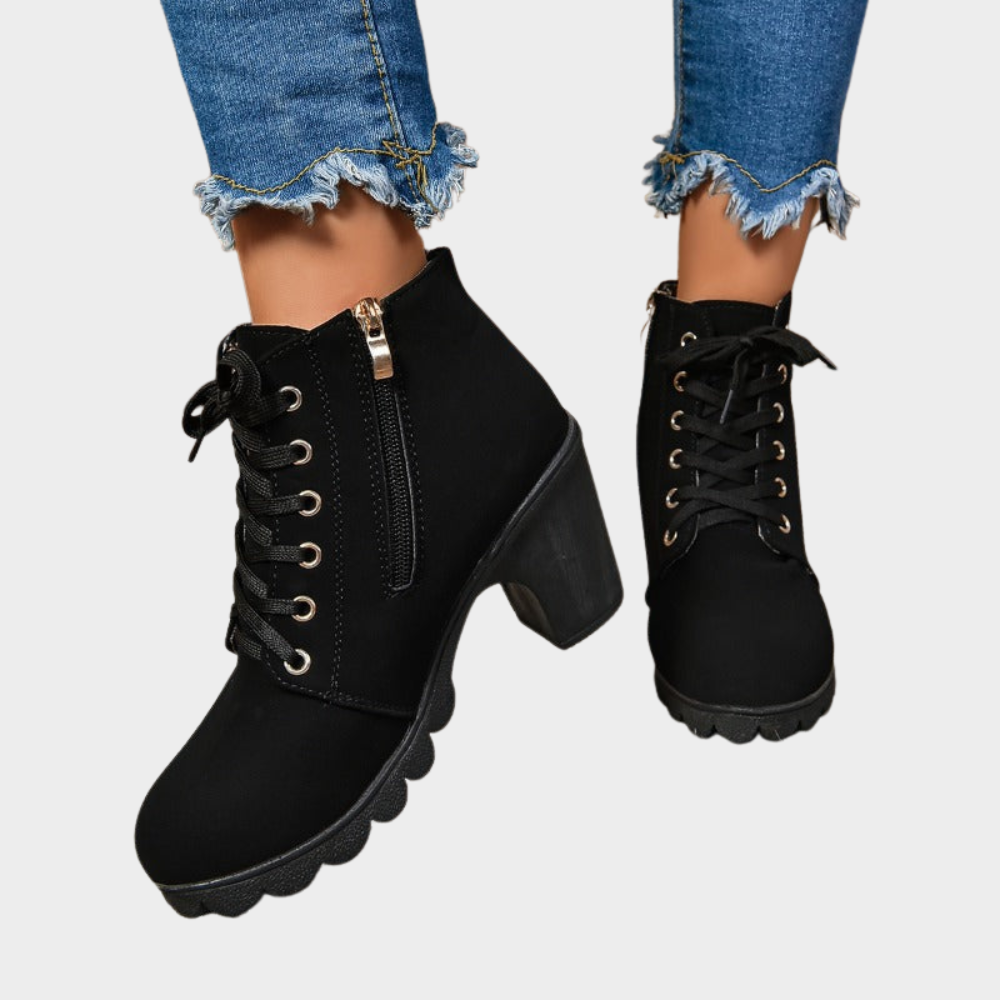 Women's Lace Up Chunky Heel Ankle Boots
