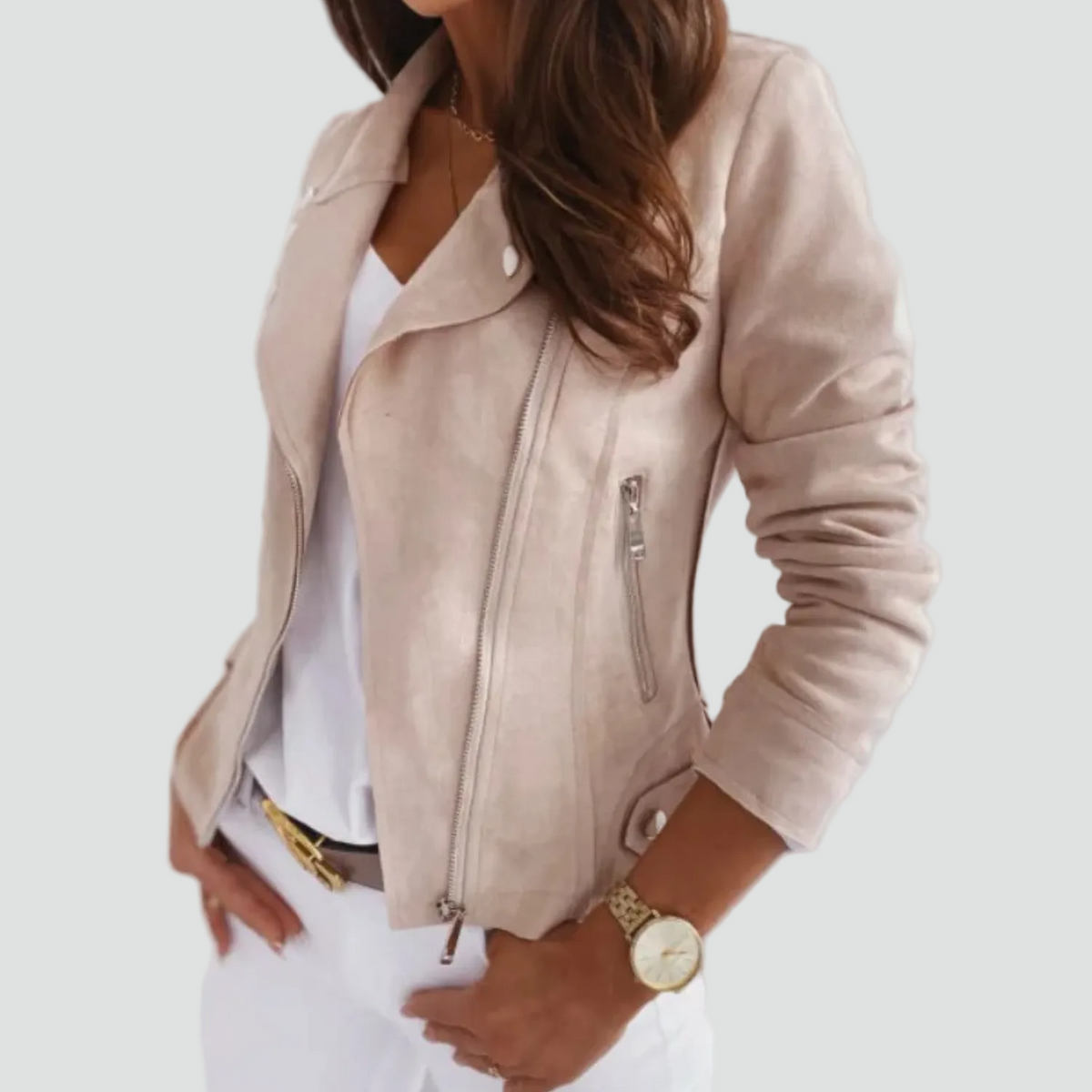 Women's Suede Asymmetrical Zip Biker Jacket