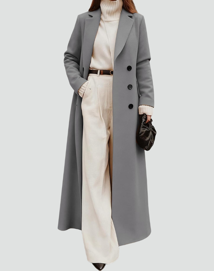 Women's Long Double Breasted Wool Coat
