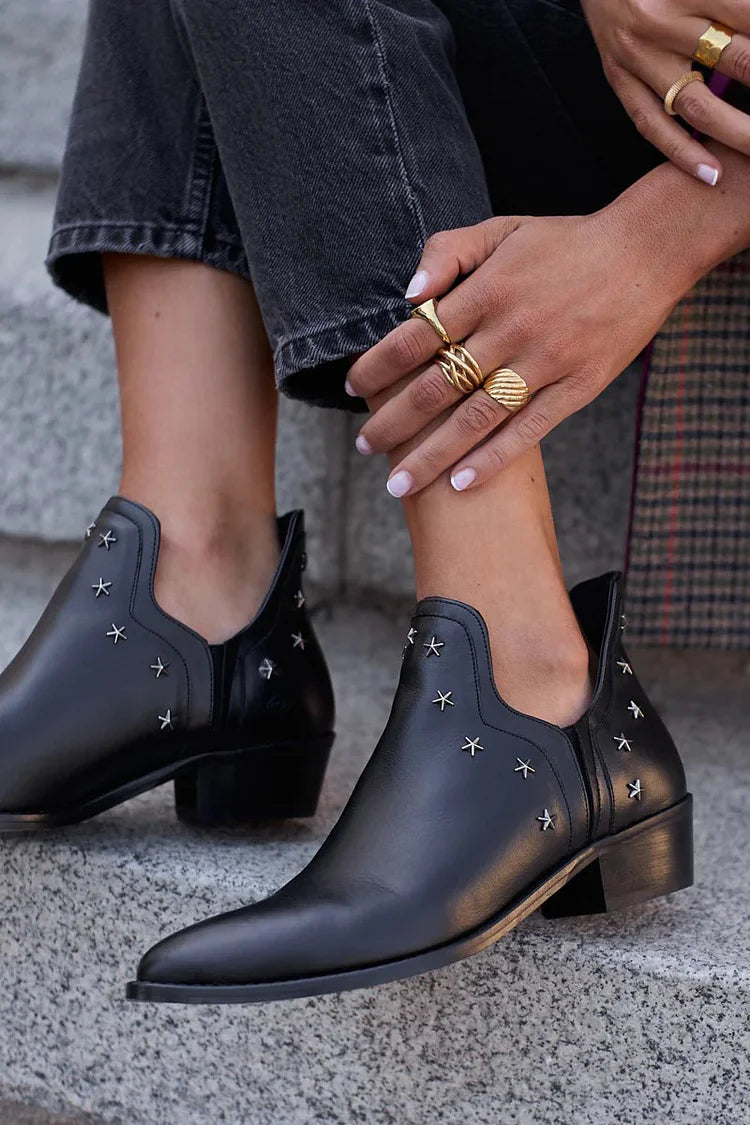 Women's Star Studded Pointed Toe Ankle Boots