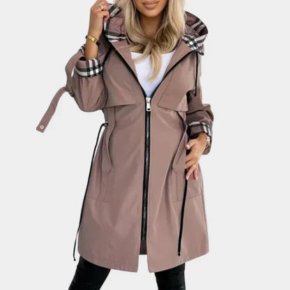 Women's Hooded Drawstring Trench Coat