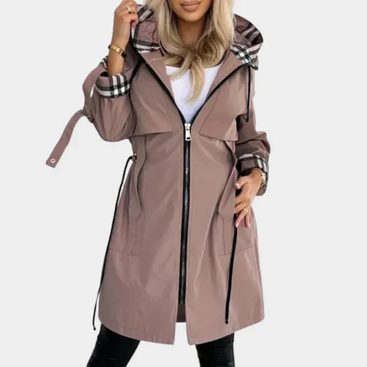 Women's Hooded Drawstring Trench Coat