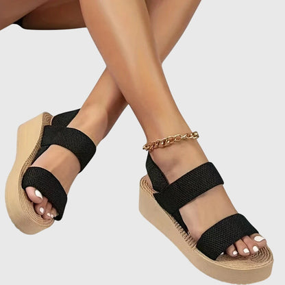 Stylish Platform Wedge Sandal for Women with Crisscross Strap Espadrille Peep Toe Casual Style