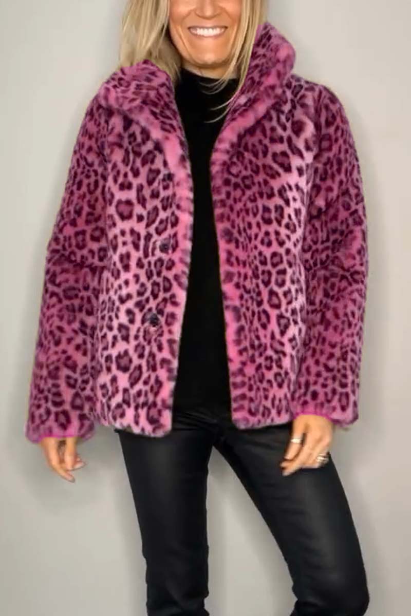 Women's Leopard Print Longline Faux Fur Coat
