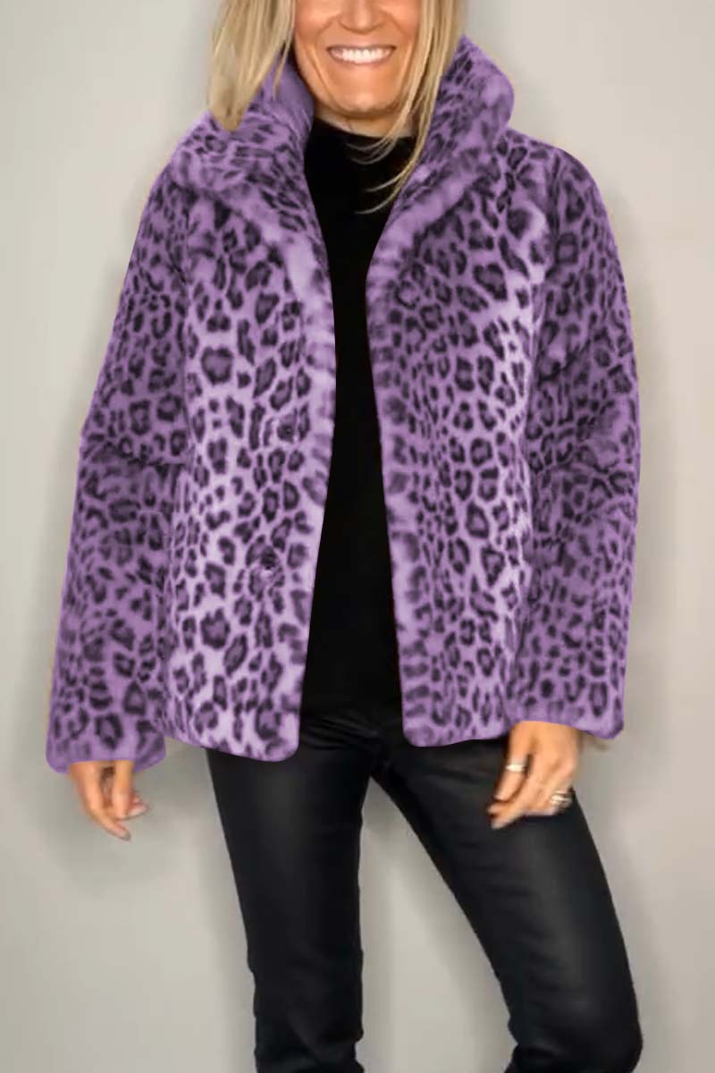 Women's Leopard Print Longline Faux Fur Coat
