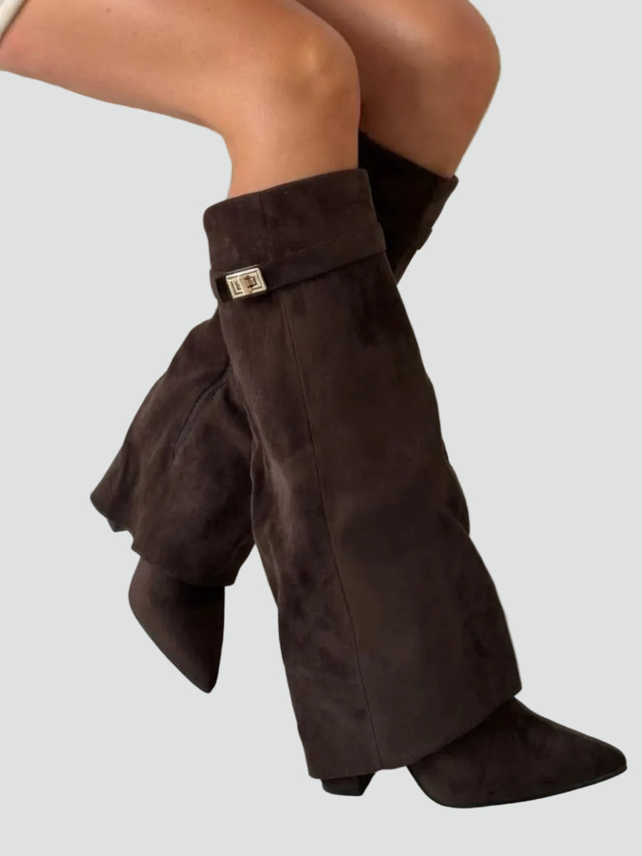 Women's Fold Over Wide Shaft Knee High Boots