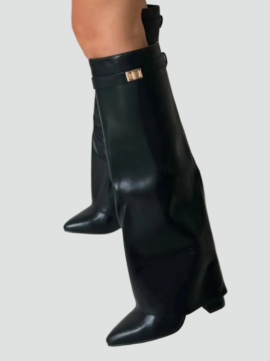 Women's Fold Over Wide Shaft Knee High Boots
