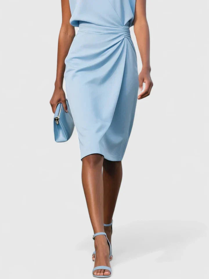 Elegant Sheath Dress for Women with Keyhole Neck Cap Sleeve Ruched Wrap Cocktail Style